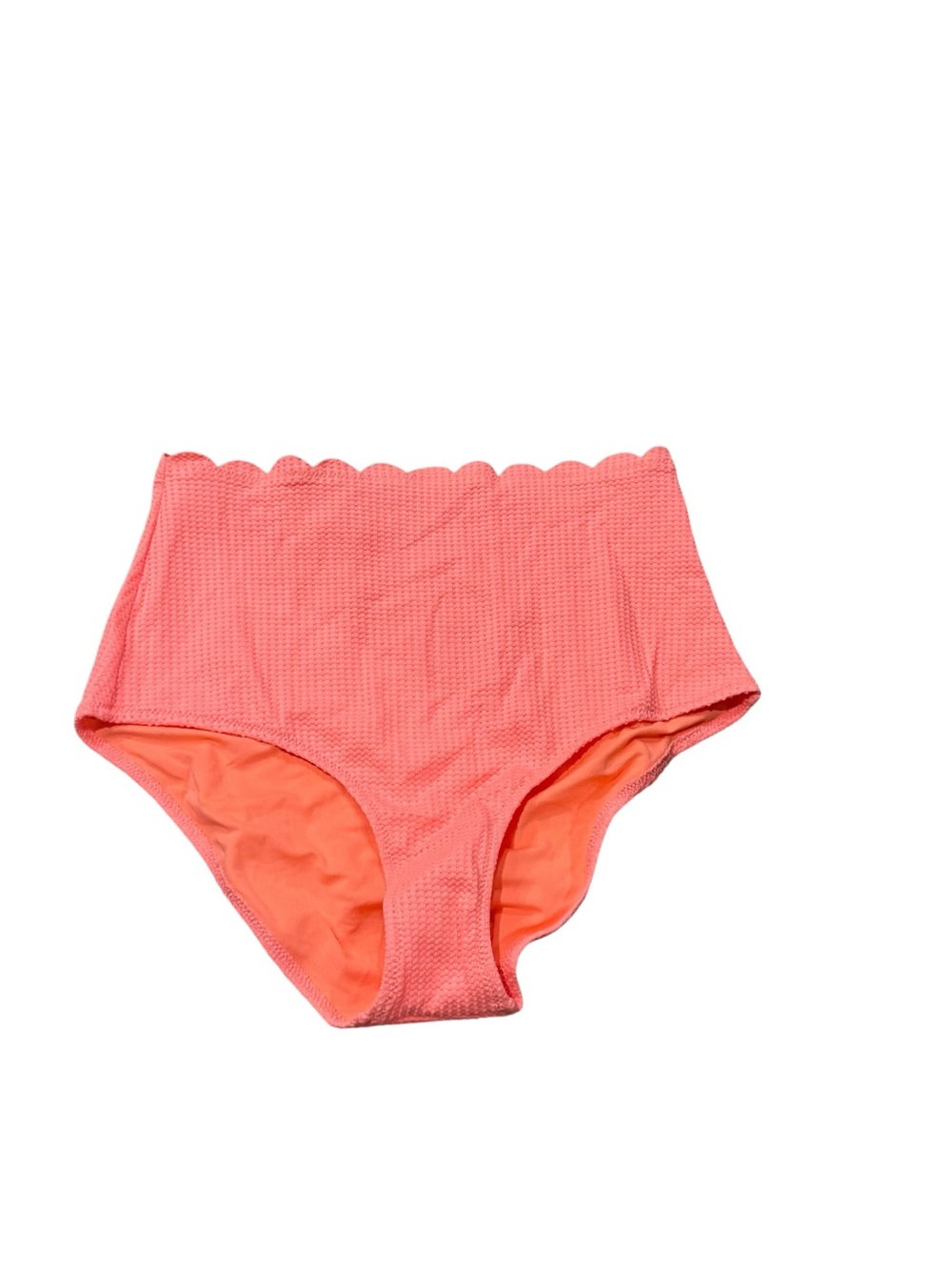 High-Waist Scalloped Bikini Bottoms in Coral